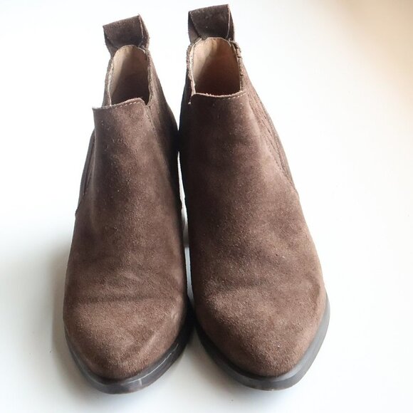 Steve Madden Pauze Khaki Suede Leather Block Heel Chelsea Ankle Boots / Booties - Picture 6 of 16